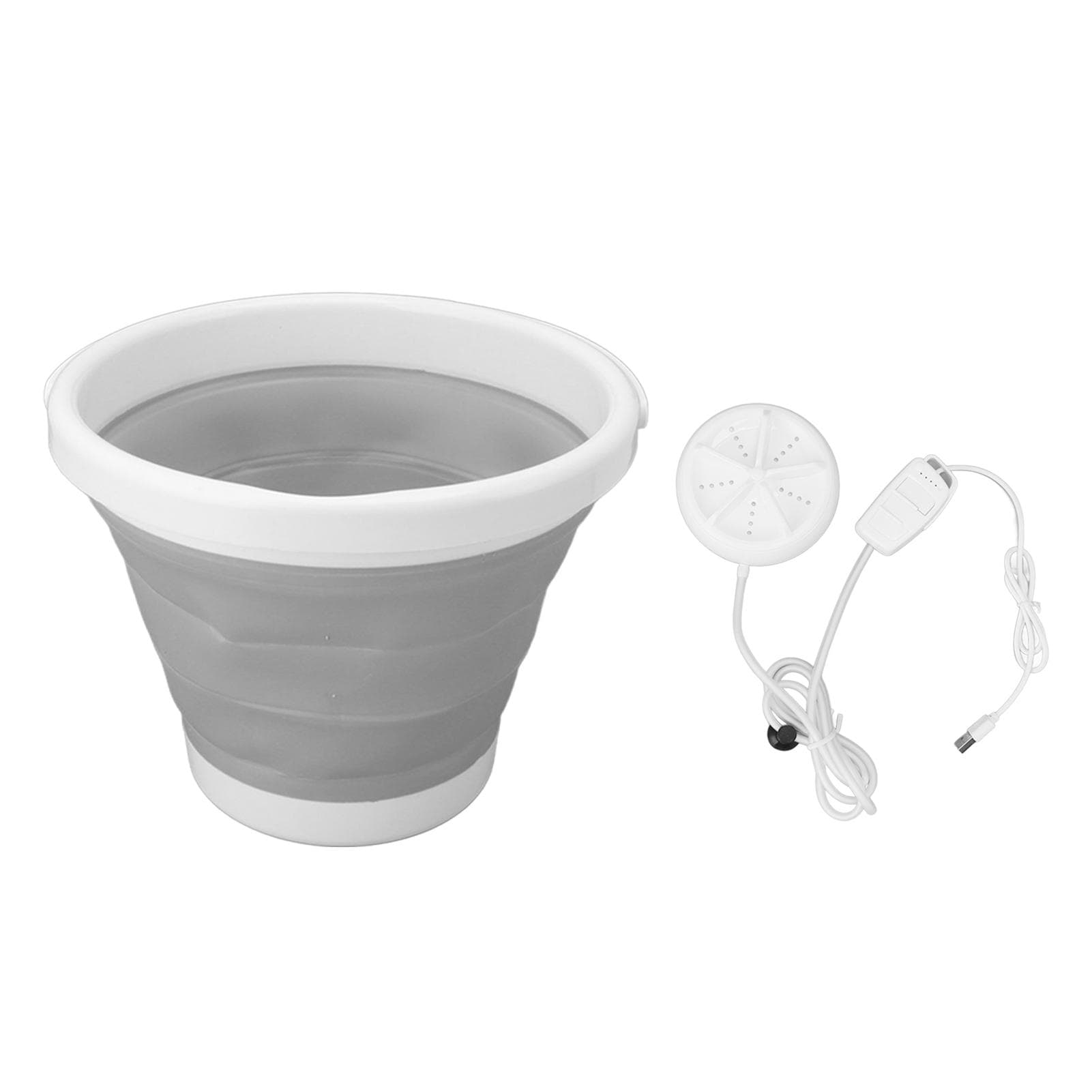5L Portable Ultrasound Washer USB Folding Bucket Washing Machine for Baby Underwear Socks Grey gray