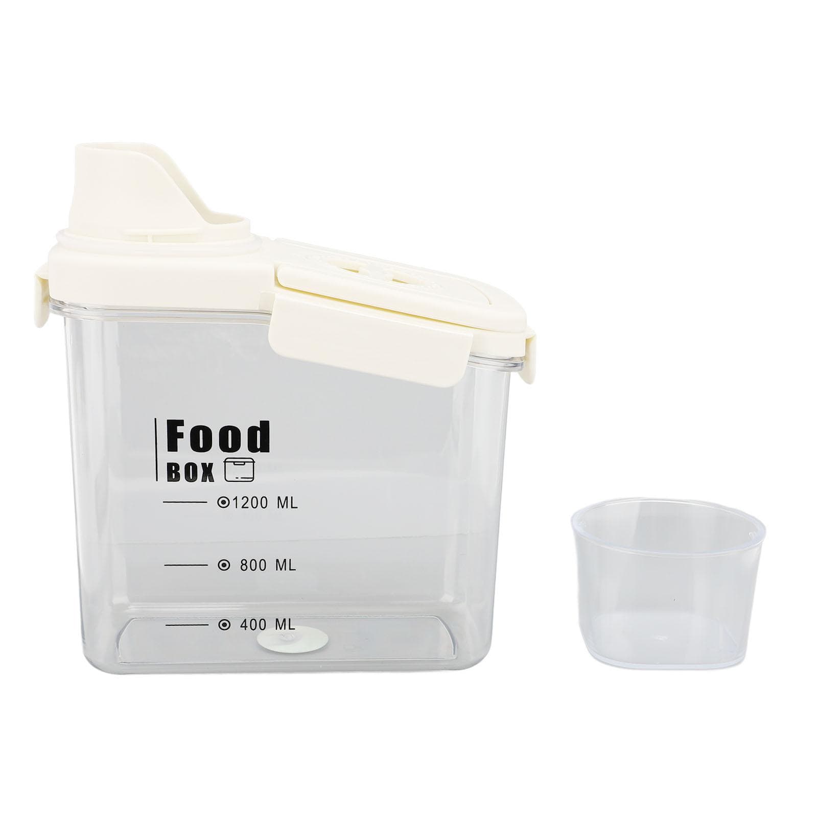 Cereal Storage Container with Pourable Spout Ergonomic Handle Lid Scale Timing Airtight Damp Proof