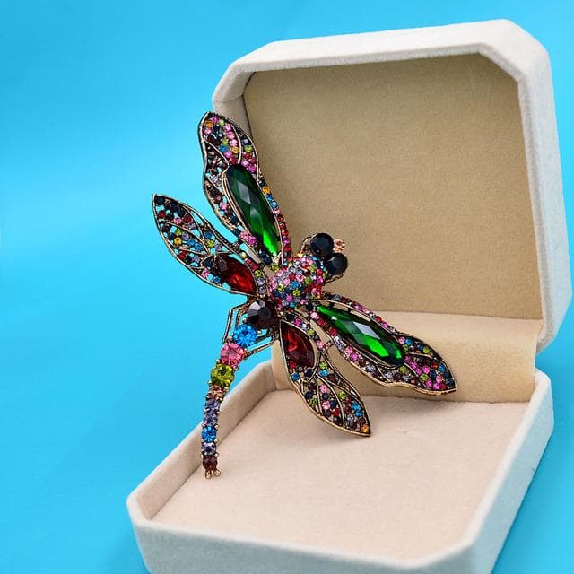 New Rhinestone Large Dragonfly Brooches For Women Vintage Coat Brooch Pin Insect Jewelry 8 Colors Available Gift