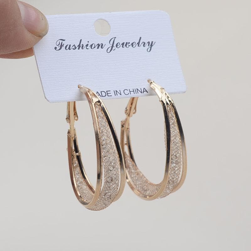 Boho Silver Oval Earrigns Large Hanging Anti Allergy Silver Needle Earrings Hoops Fashionable Circle Design Luxury Earrings rose gold