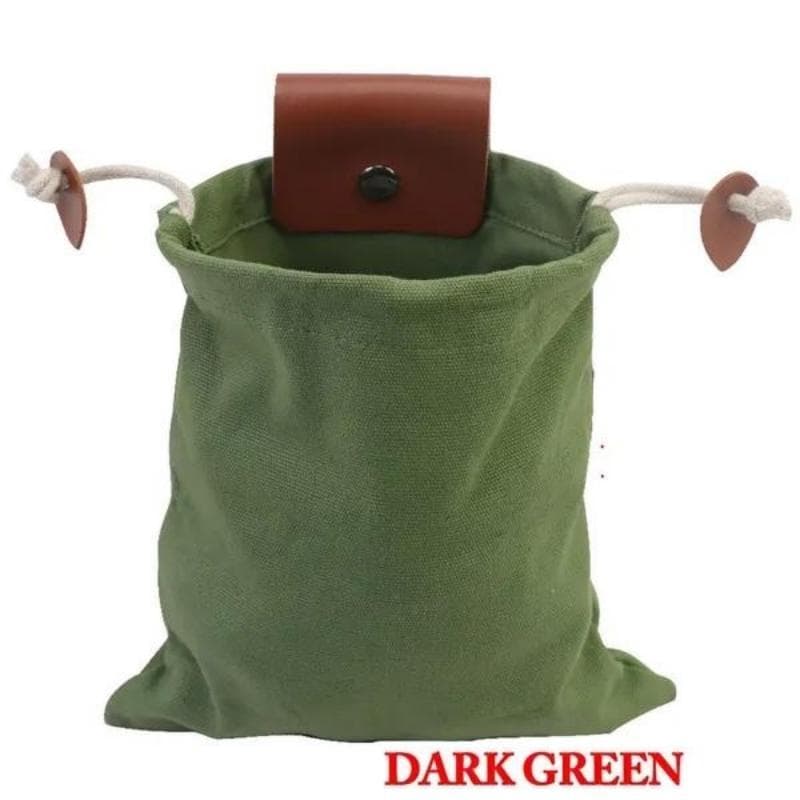 Foraging Bag Canvas Pouch Berry Fruit Collecting Picking Mushroom Storage Bag Outdoor Camping Pouch With Drawstring green