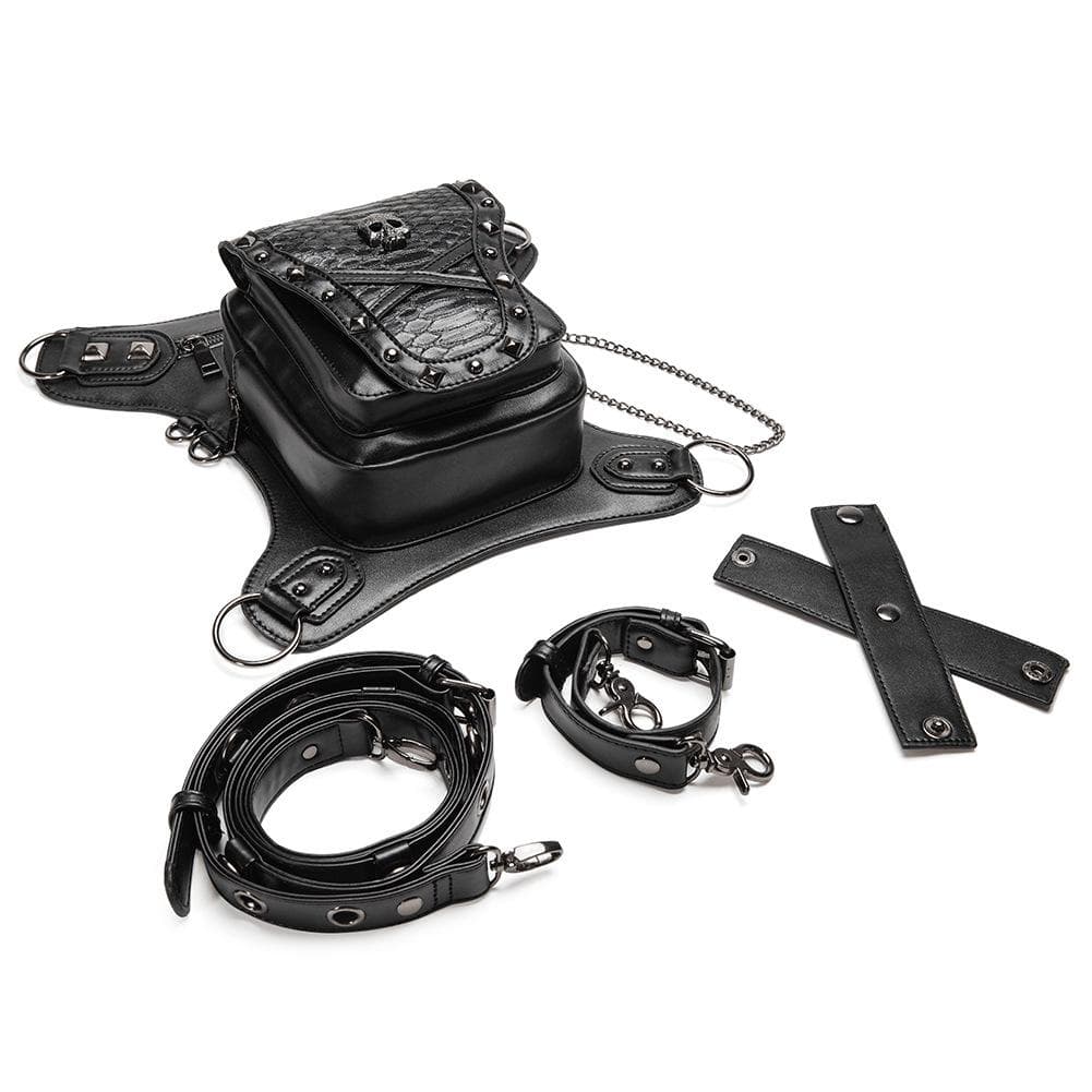 Halloween European and American Skeleton Outdoor Cycling Waist Bag Riveted Women's Crossbody Bag black