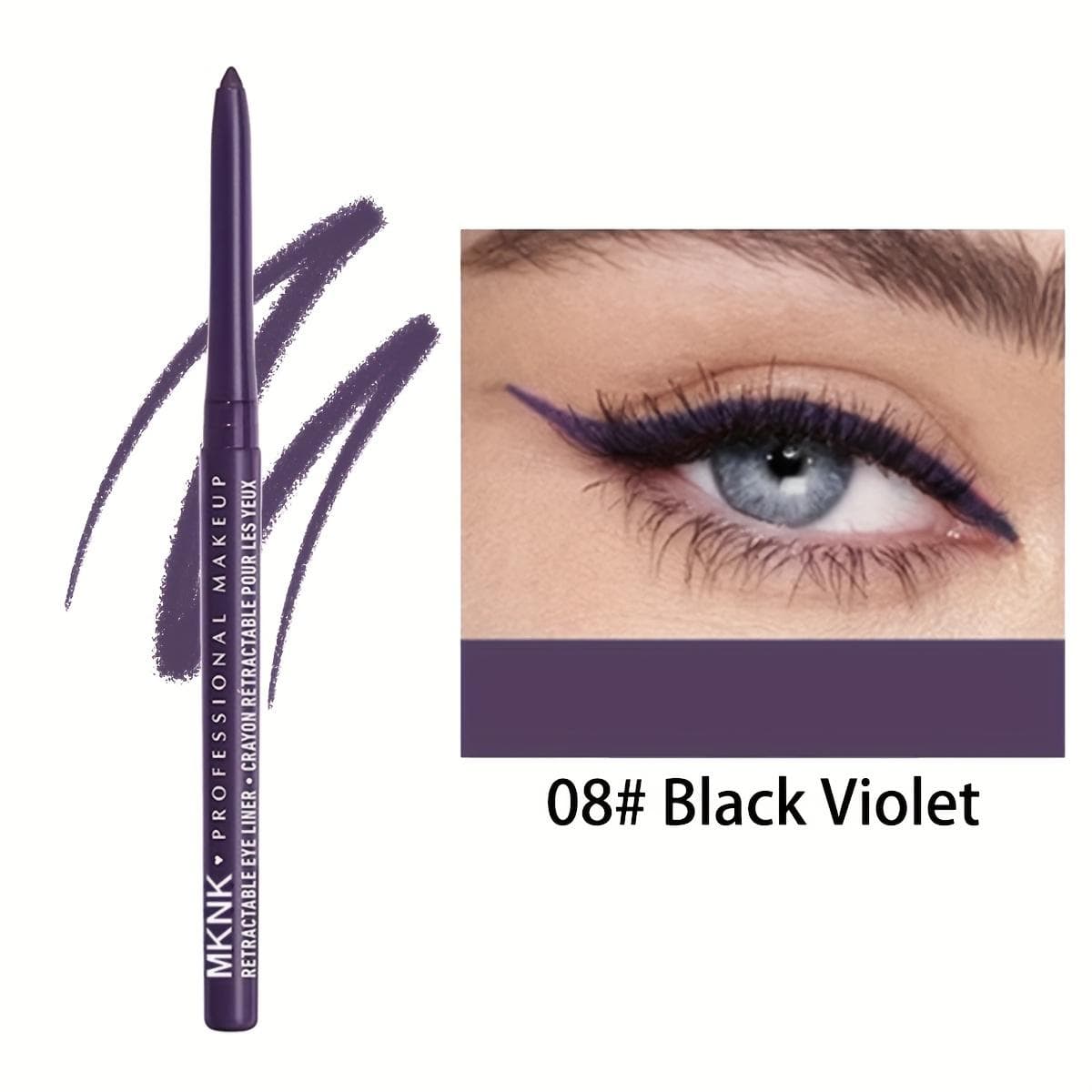 8-Color Automatic Twist-Up Gel Eyeliner Pencils: Waterproof, Smudge-proof, Long-lasting, Smooth and Easy Application for Effortless Eye Makeup 08