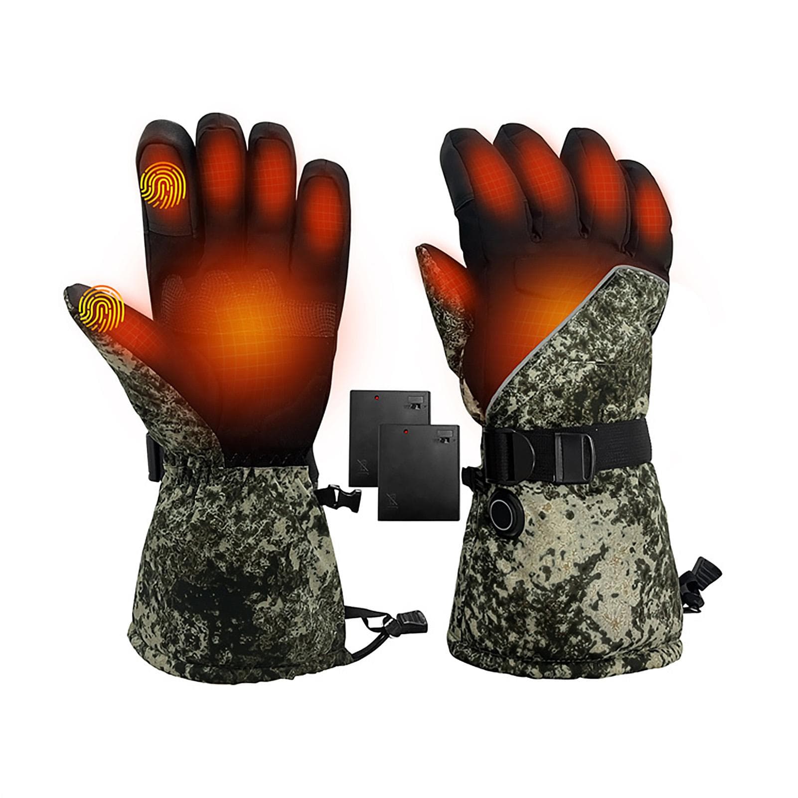 Touch Screen Heating Gloves Outdoor Winter Cycling Electric Heating Gloves with Battery Box camouflage