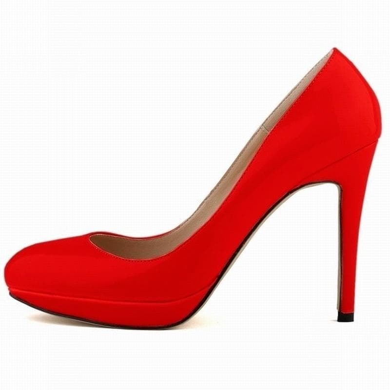 Women Stilettos Platfrom Pumps Sexy 11cm Round Toe High Heels Shallow Elegant Lady Office Party Wedding Shoes 39 red