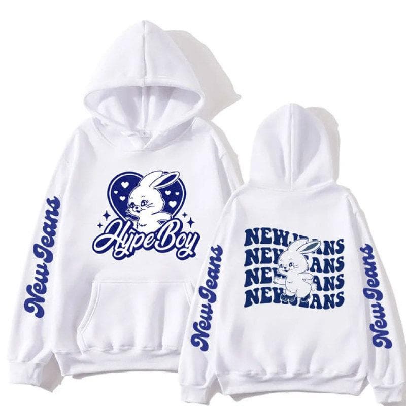 Korean NewJeans Bunny Kawaii Graphic Zip Up Hoodies Fashion Kpop Style Cute Hoodie Men Women's Casual Jackets Zipper Sweatshirts S