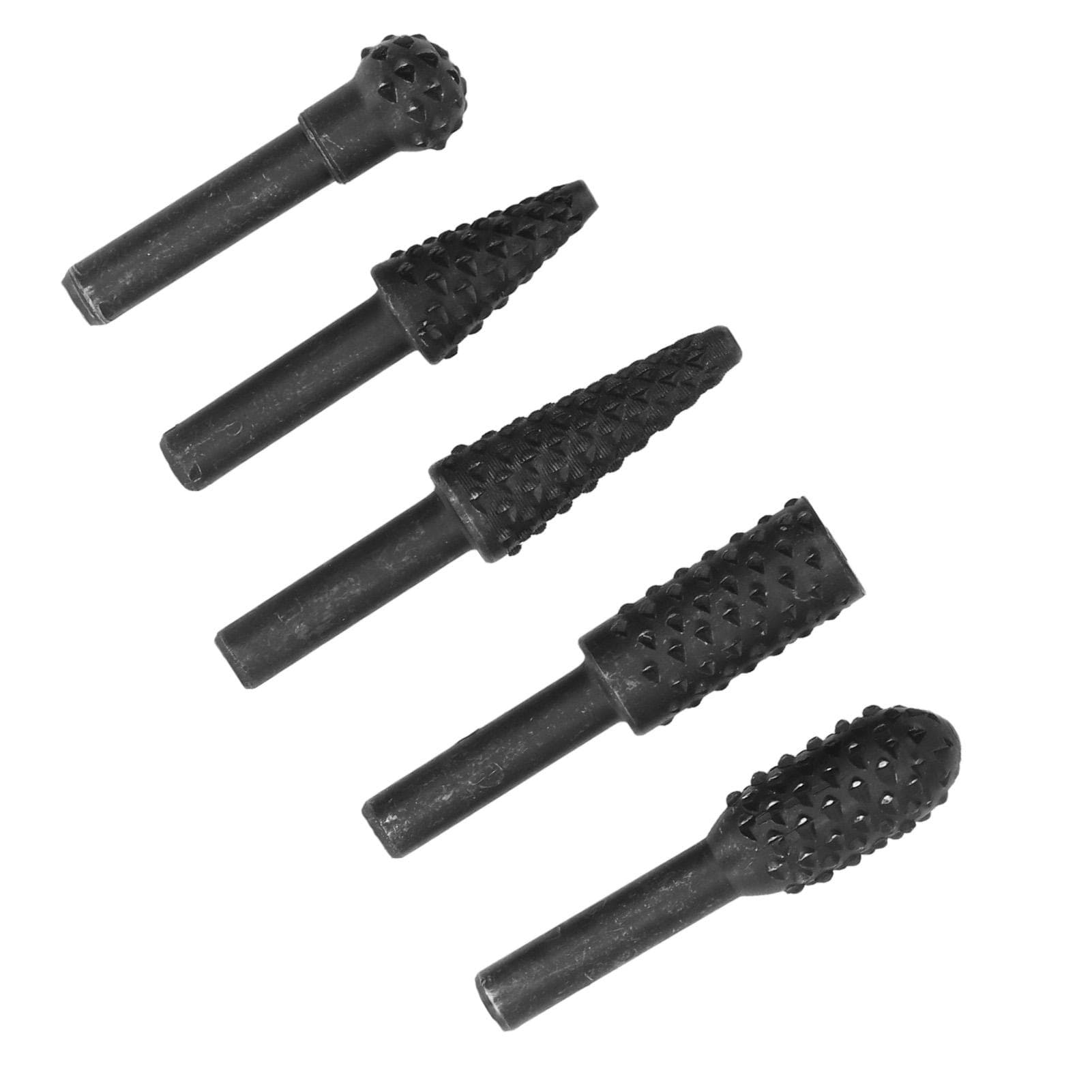 5Pcs Rotary Burr File Bit HSS Woodworking Carving Drill DIY Cutting Tools 14in Shank