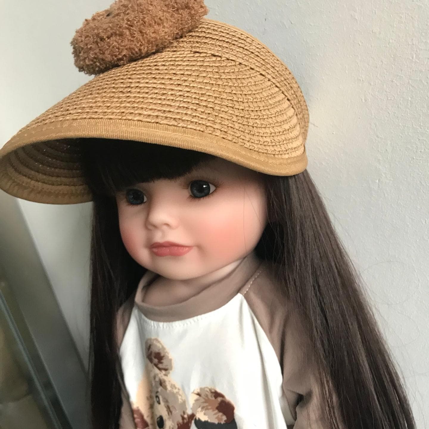 Reborn Baby Brown Long Hair Girl Doll Toy Can Stand 55 CM Full Silicone Body Lifelike Princess Toddler Bebe