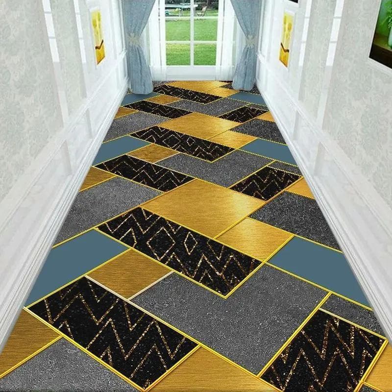 Nordic Style Living Room Area Rug Corridor Hallway Carpet Abstract Geometric Bedroom Rugs Kitchen Mat Crystal Velvet Doormat 70x100cm