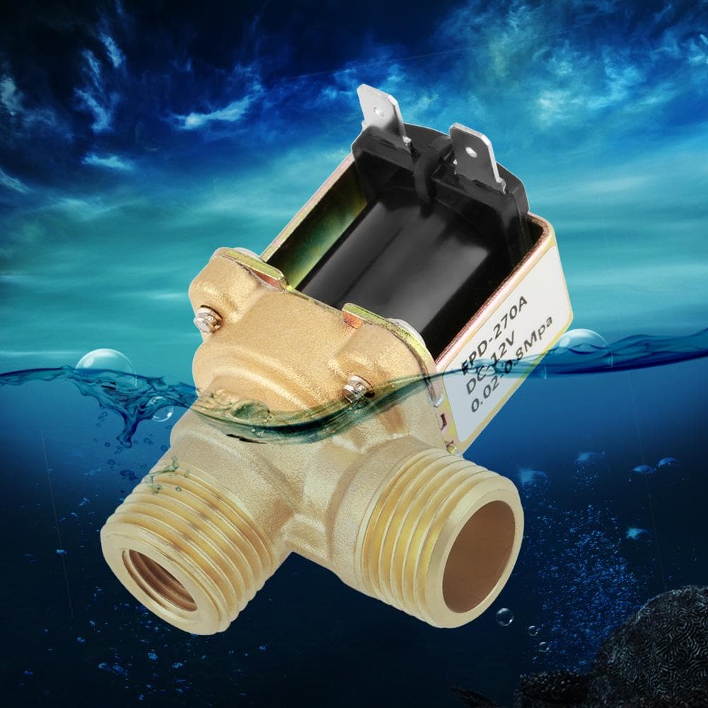 DC 12V DN15 G12 Brass Electric Solenoid Valve Normally Closed Water Inlet Switch with Filter