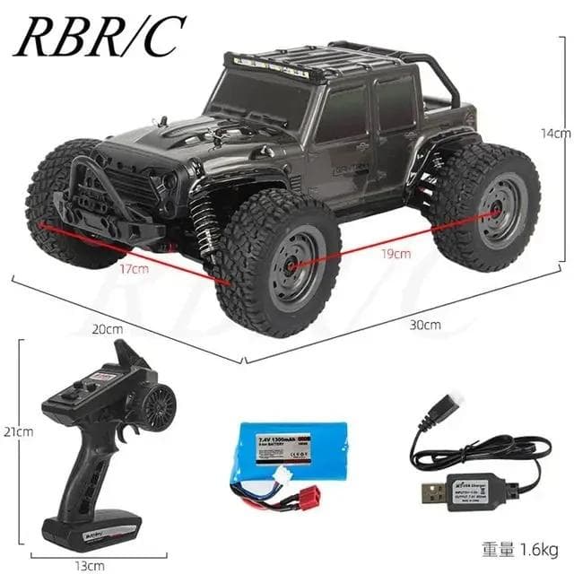 New Fast Rc Cars 50km/h 1/16 Off Road 4WD with LED Headlights 2.4G Waterproof Remote Control Monster Truck for Adults and Kids 1 battery black