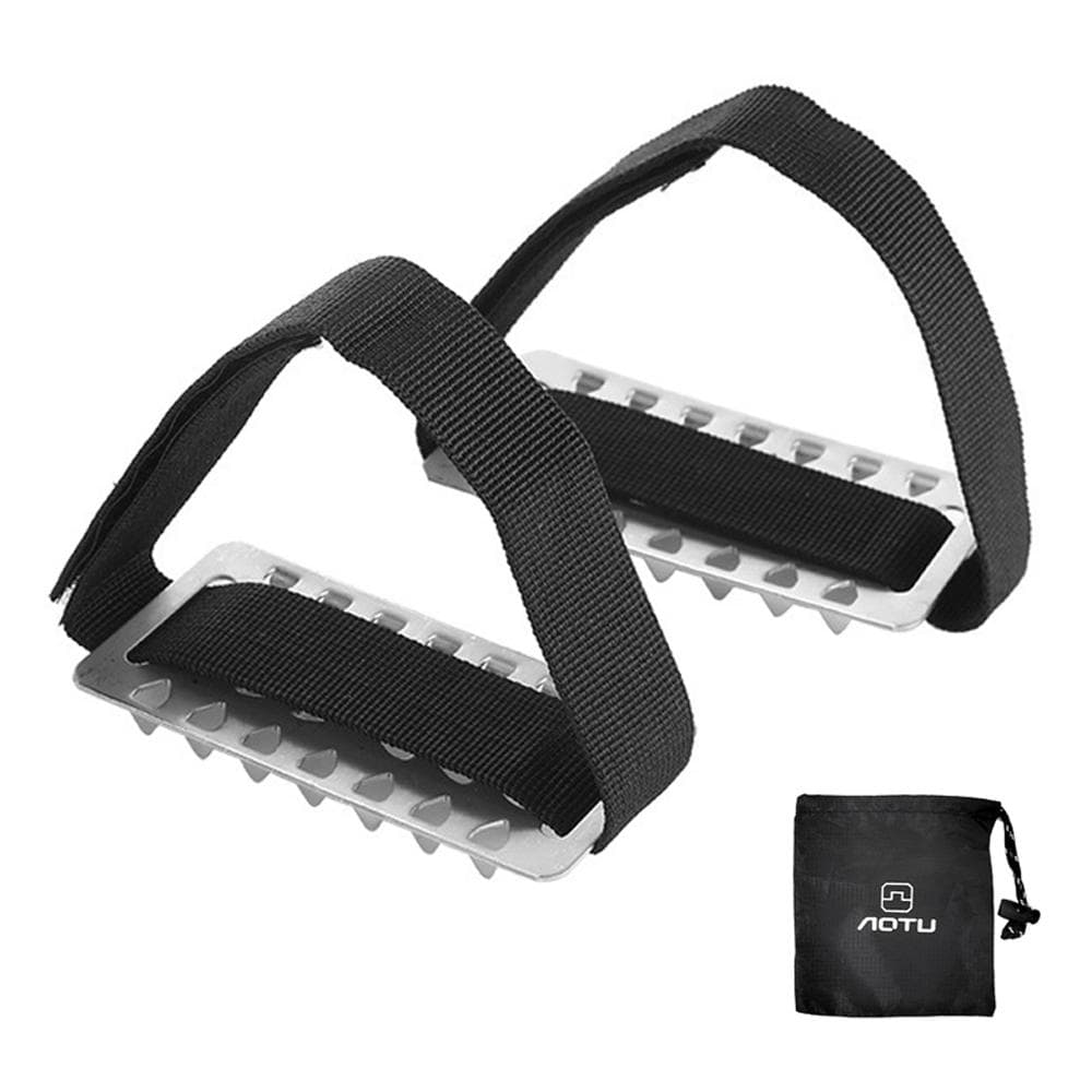 Outdoor Snowfield Snow Ice Walking Gripper Pads Shoes Claw Stainless Steel AntiSlip Adjustable black