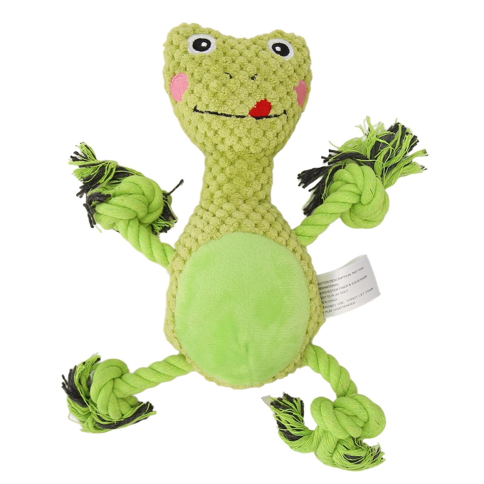 Frog Dog Squeaky Toys Fun Cartoon Frog Shape Teeth Grinding Bite Resistance Cotton Rope Pet Chew