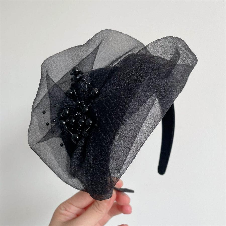 Black Veil Top Hat Retro hairband Women Wedding Hair Accessories Dinner Party Headdress Bride Headpiece Headband Jewelry black