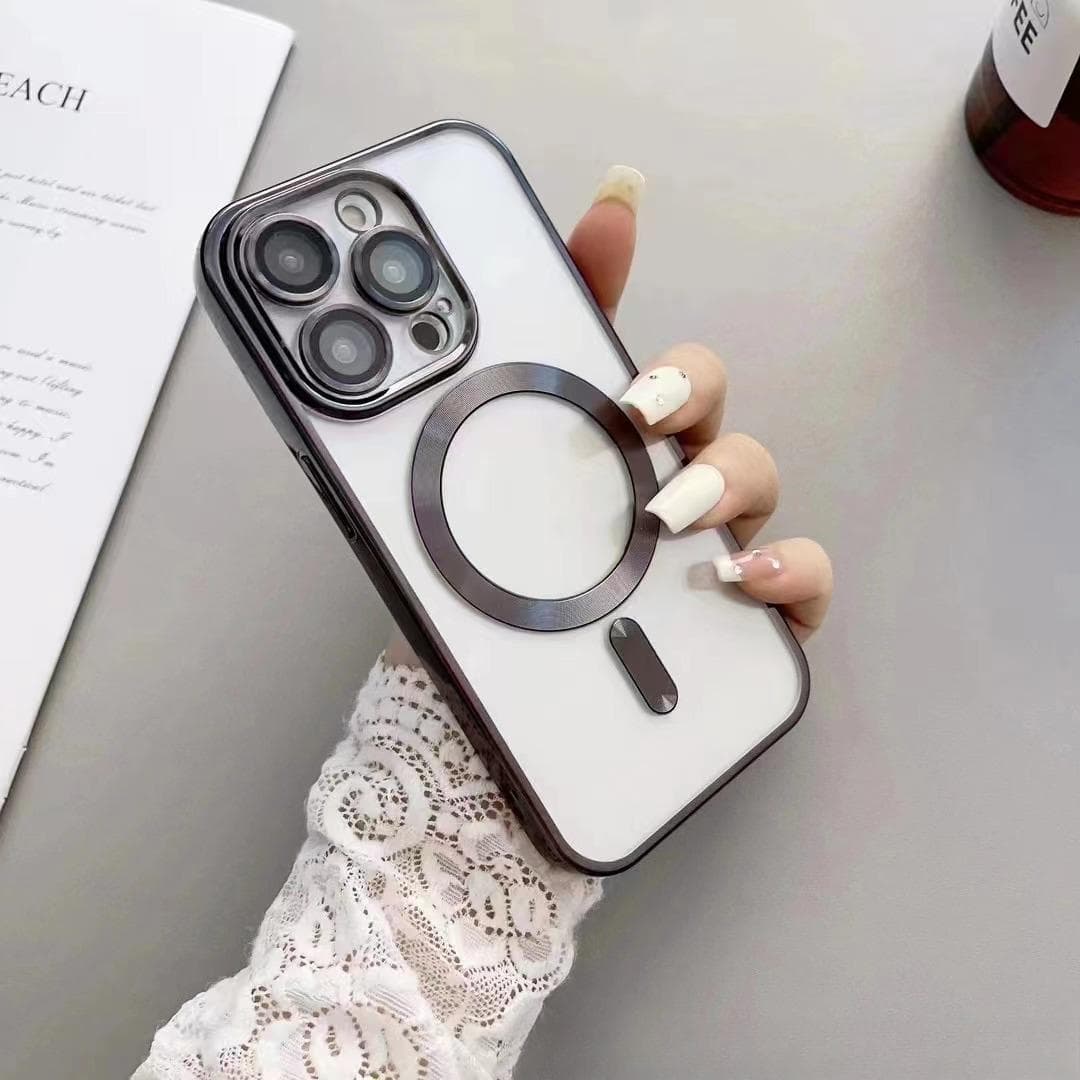 Applicable To IPhone15 Electroplated CD Pattern with Lens Film Mobile Phone Case Apple Magsafe Magnetic 14 Sets 13 Soft Shell Apple 15Plus