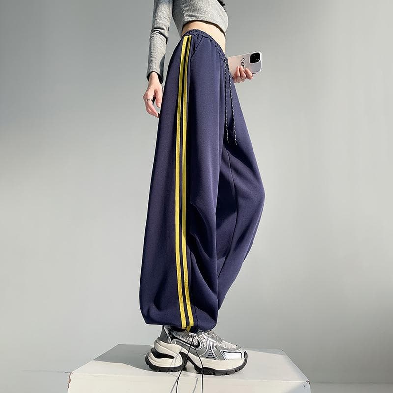 New Spring Style Wide-leg Pants for Women with High Waist Loose Straight Laziness and Casual Casual Drawstring Slutty Sweatpants M