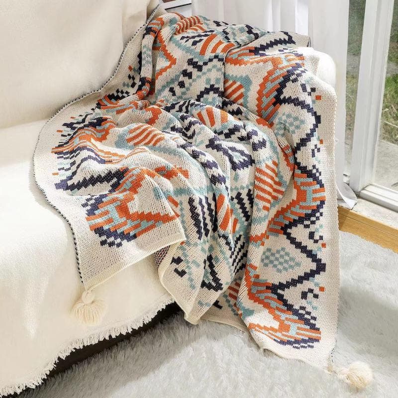 Navajo Sunlight Blanket Thickened Knitted Bohemian Office Nap Air Conditioning Blanket Sofa Blanket Baby Hair Blanket 80*120CM multicolour