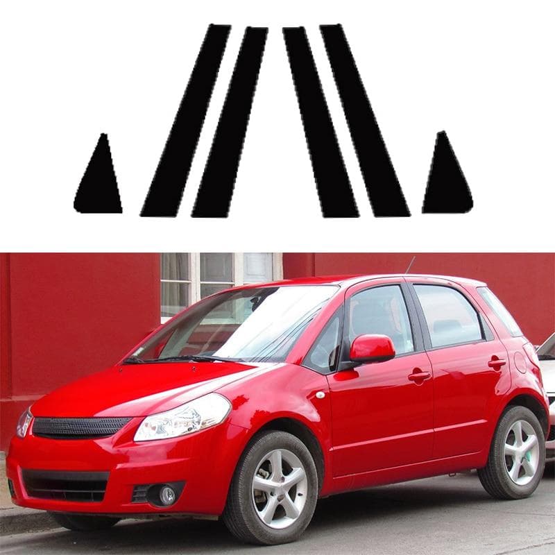 For Suzuki SX4 hatchback 2006-2010 2011 2012 2013 Polished Pillar Posts Car Window Trim Cover BC Column Stickers