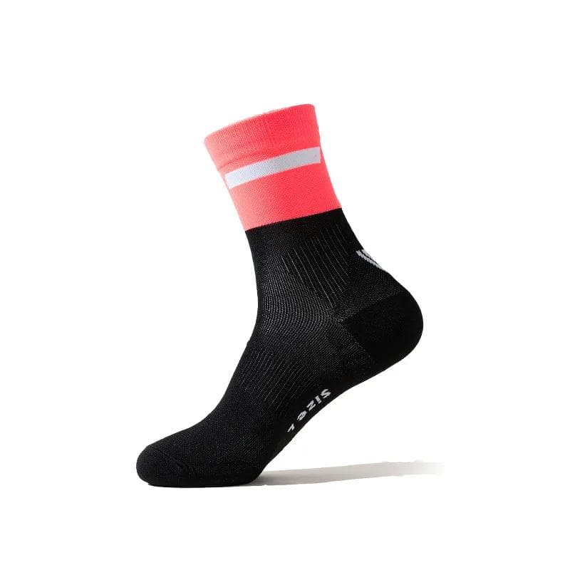 1 Pair Professional Running Socks Men's Sweat Breathable Marathon Cycling Socks Men Sport Running Sports Socks pink/black