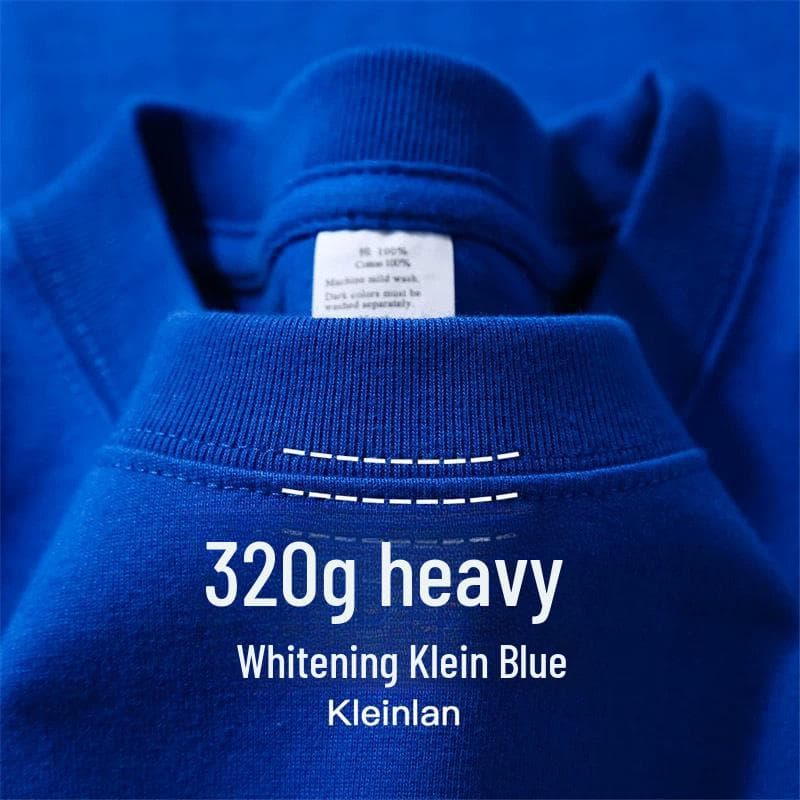 320g Heavyweight White Cotton Short-Sleeve T-Shirt for Men and Women - Thick, Non-Transparent, Loose Fit, Perfect for Summer. 3XL [190-210 jin]