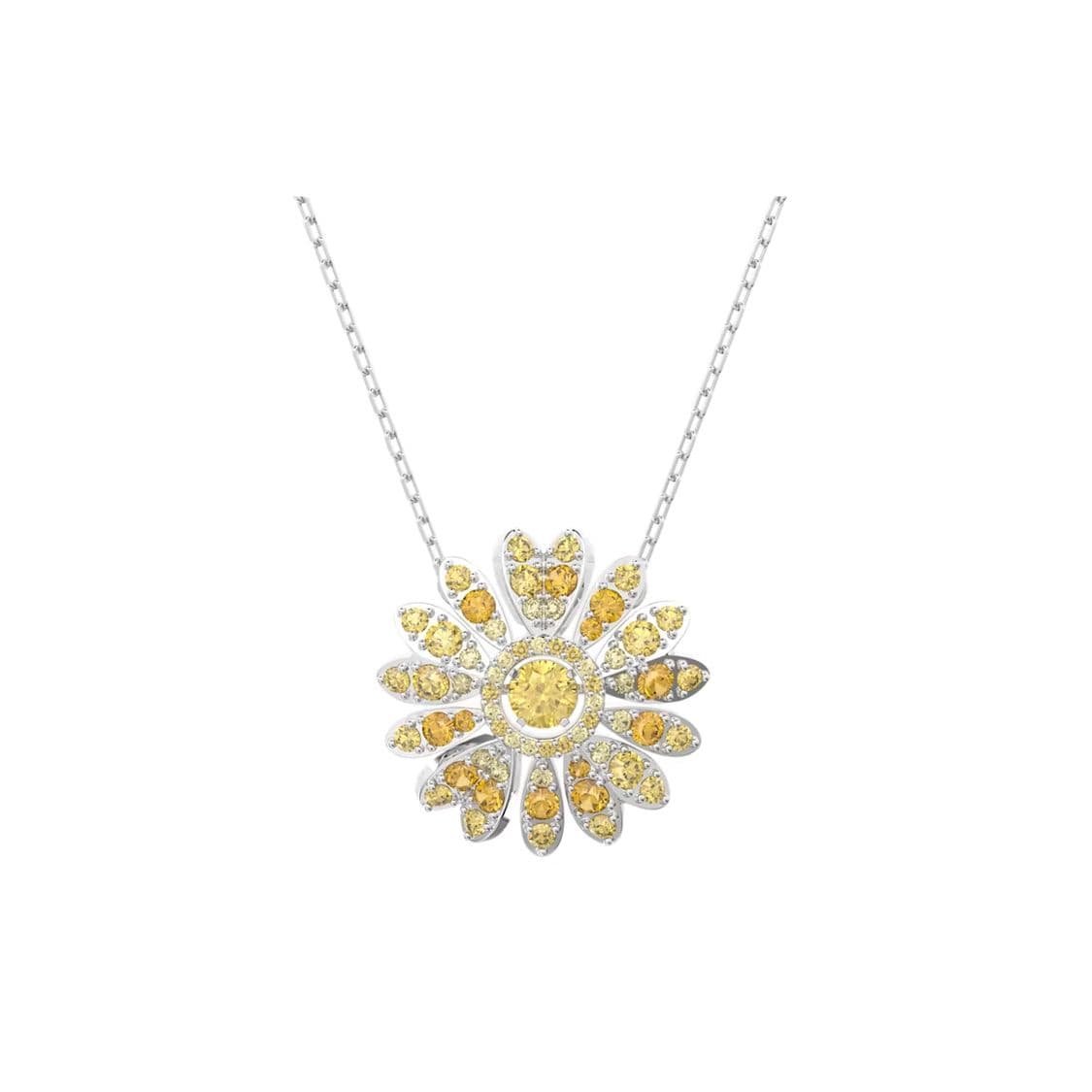 Swarovski Eternal Flower Fashion Simple Exquisite Rhodium Plated Necklace Women necklace 5642869 Box (Random Color)
