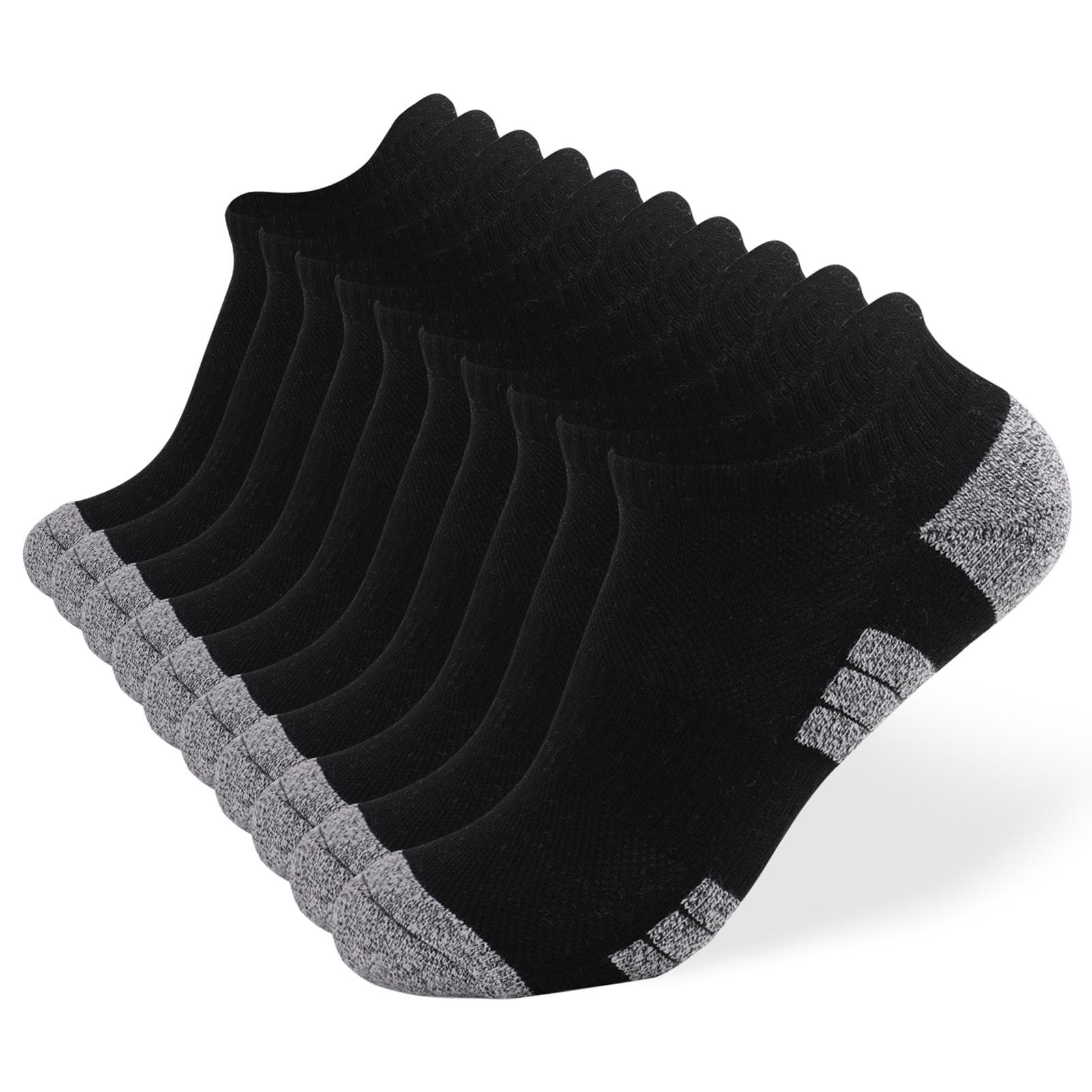 10 Pack Running Socks for Men Women Breathable Cushioned Athletic Ankle Socks Low Cut Socks Outdoor M - 10 packs black