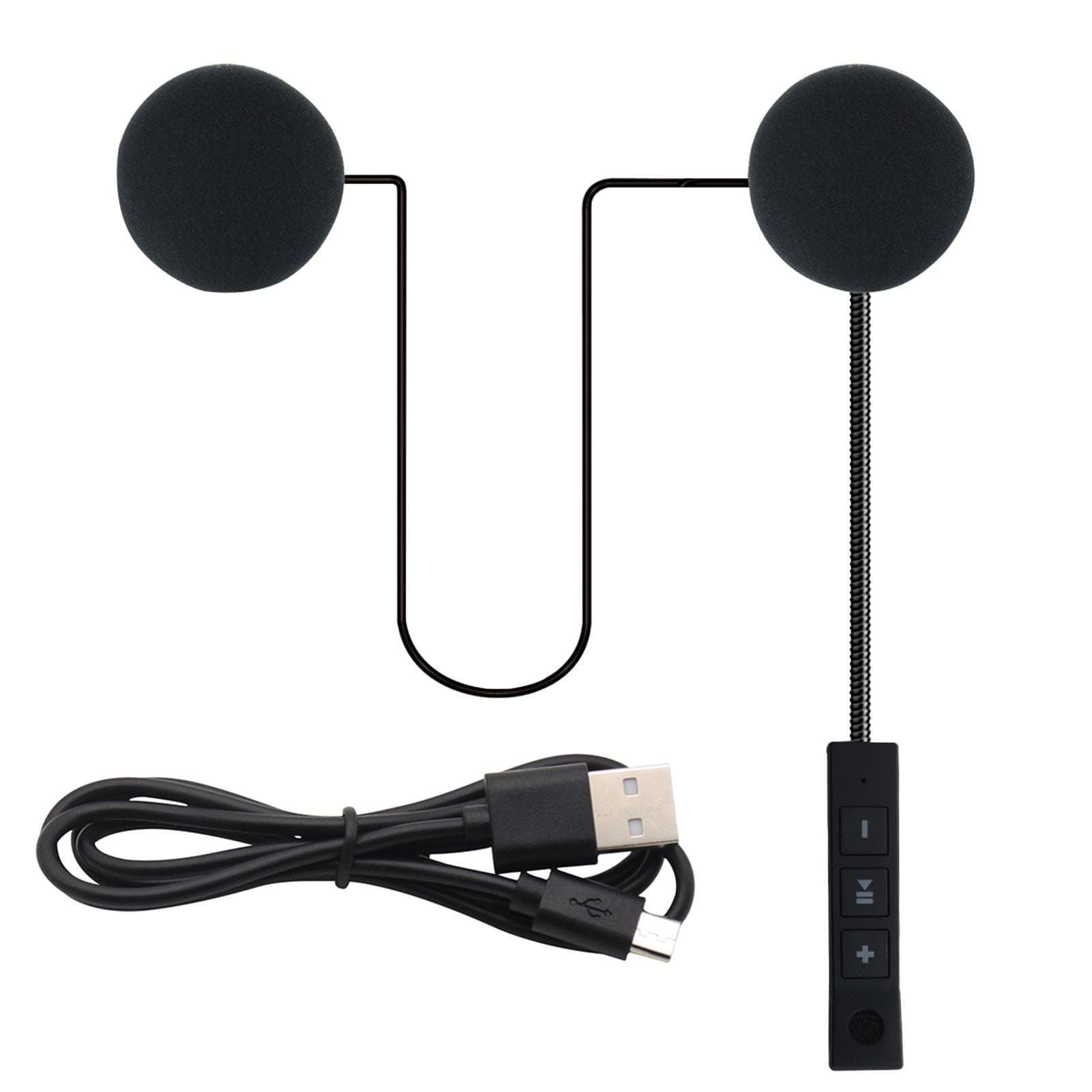 Motorcycle BT Headphones Outdoor Helmet Earphone Stereo Music and Voice Microphone Soft Cable black