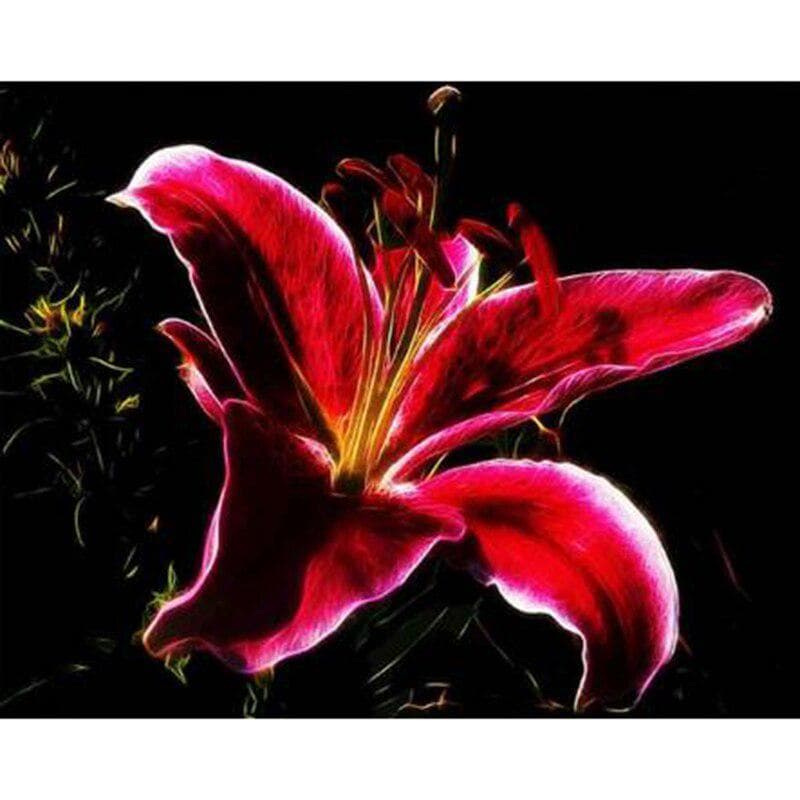 Diamond Painting Cross Stitch Full Drill Red Lily Diamond Embroidery Rhinestone Paintings Decor 20X30CM