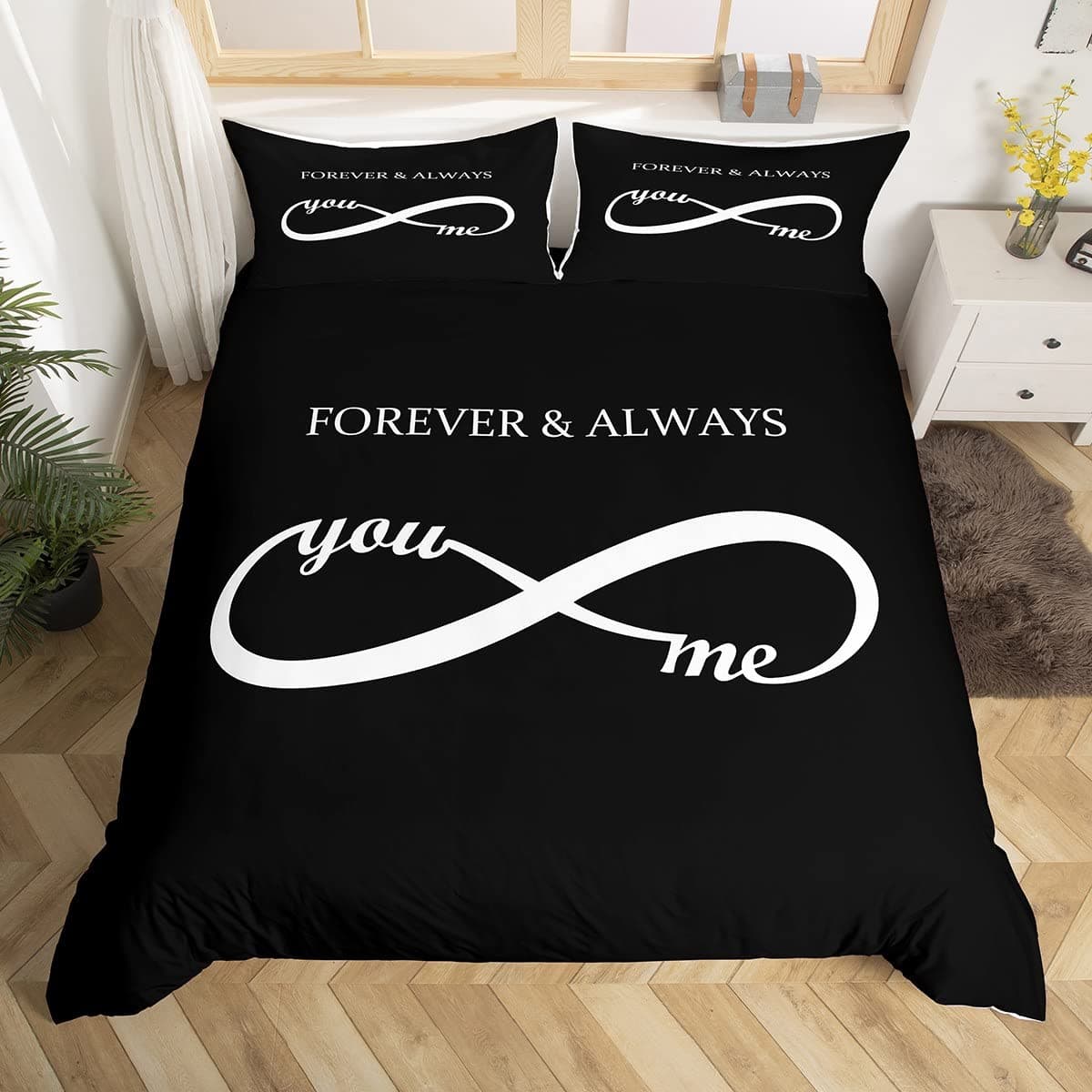 Custom Name Lover Bedding Set,Couple Comforter Cover Room Decor ,Romantic Gift Quilt Cover Personalized Duvet Cover Pillowcase EU single(135x200cm)
