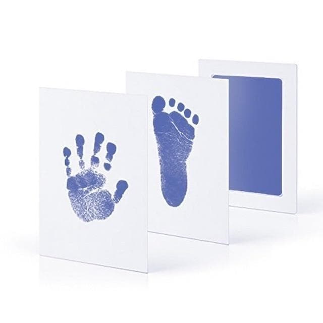 Newborn Baby DIY Hand And Footprint Kit Ink Pads Photo Frame Handprint Toddlers Souvenir Accessories Safe Clean Baby Shower Gift sky blue