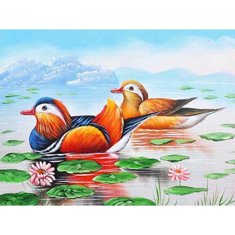 DIY Diamond Embroidery Mandarin Duck Full Round Diamond Painting Mosaic Home Decor 20X30CM