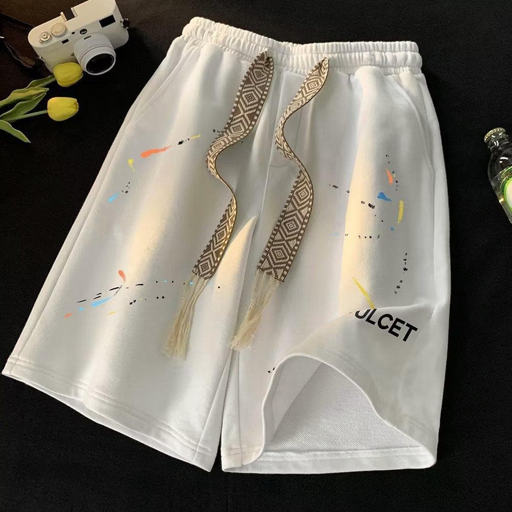 Shorts Men's Summer Loose Trendy Brand Thin Versatile Five-point Pants Casual Basketball Sports High Street Big Pants L white