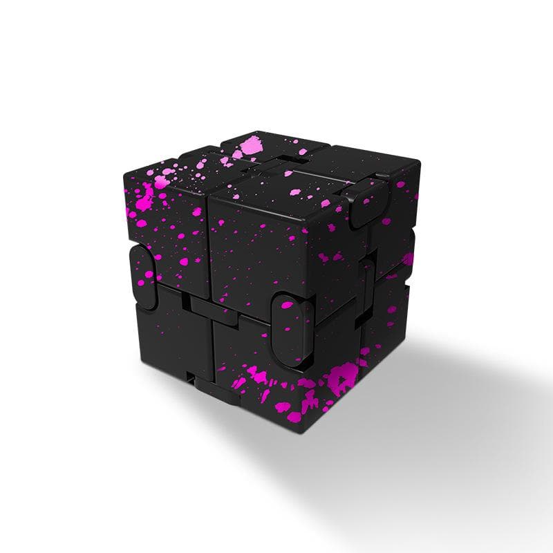 Fidget Infinity Cube Toy, Aluminum Alloy Metal Infinity Cube Gadgets Toys for Adults, Magic Cube for Stress Anxiety Relief 3.8*3.8*3.8cm black/rose red