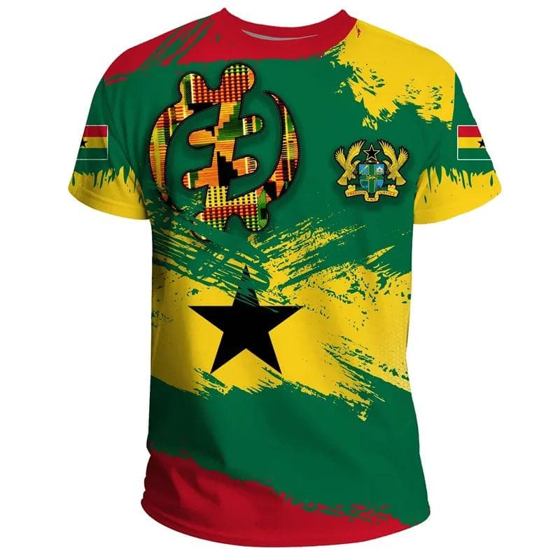 Summer New Tigre African Country Flag Men's Print T-Shirt Ghana National Emblem Graphic Casual Oversized Tshirts Male Tees Tops XL
