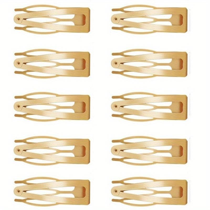 10Pcs Double-grip Hair Clips Metal Snap Barrettes Hair Styling Tools for Women Girls Hair Side Clamps Non-slip Hair Clips gold