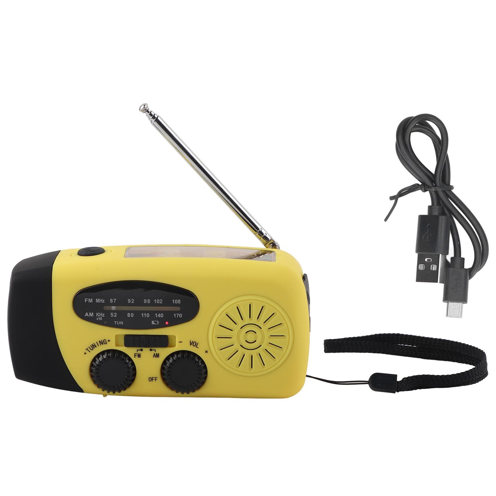 Hand Crank Solar Radio Multifunctional Emergency Radio LED Radio with Flashlight for Outdoor yellow