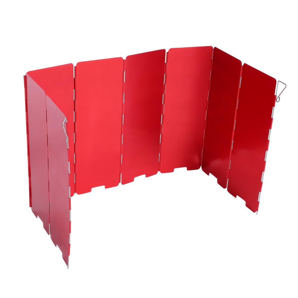 8 Plate Foldable Stove Windshield Outdoor Camping Accessory Cooking Gas Wind Shield (Red)