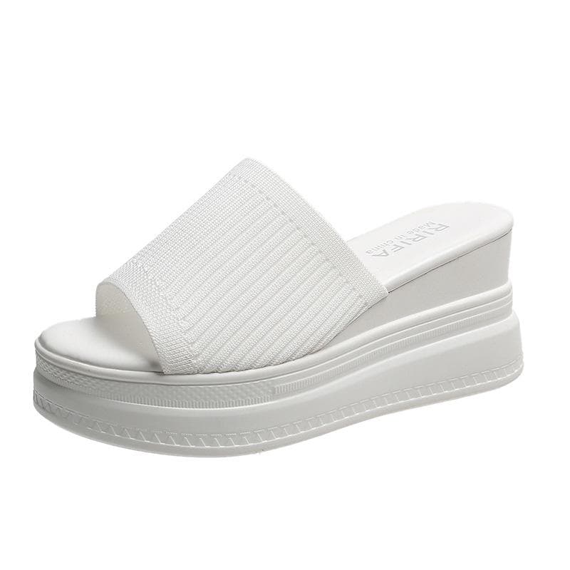 Red White Slippers Wedge Heels Women's Sandals Platform Wedding Shoes Ladies Summer Beach Sandals Casual Luxury Designer Outside 37 white