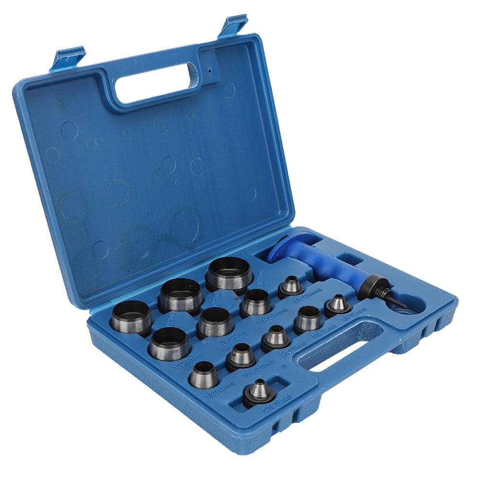 14Pcs Hollow Punch Set DIY Leather Craft Belt Punching Tool 5mm-35mm with Plastic BoxHollow Punch