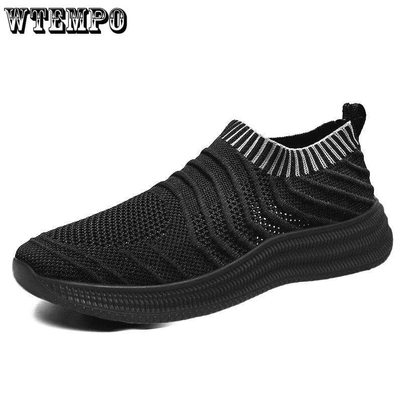 Fashion Men Sneakers solid color Soft Lightweight Breathable Slip-On Flats Summer Shoes Men Casual Mesh Shoes 40 black