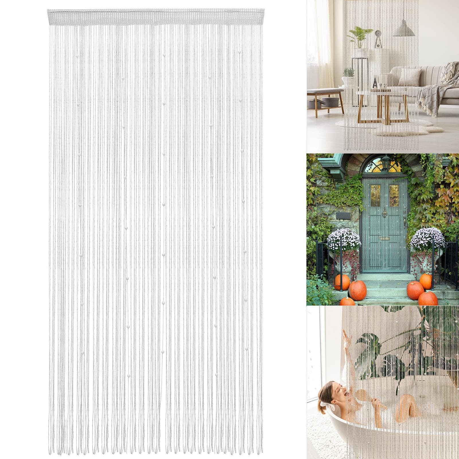 Door Bead Curtain Room Divide Beaded Door String Curtain 1x2m Home Decoration