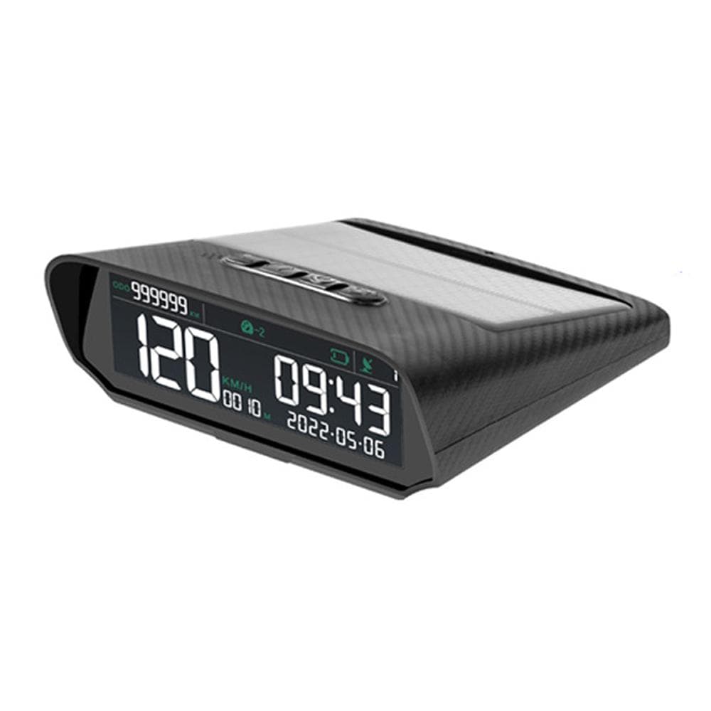 Car Wireless HUD Headup Display Solar GPS Digital Speedometer with LCD Screen Overspeed Alarm Total black