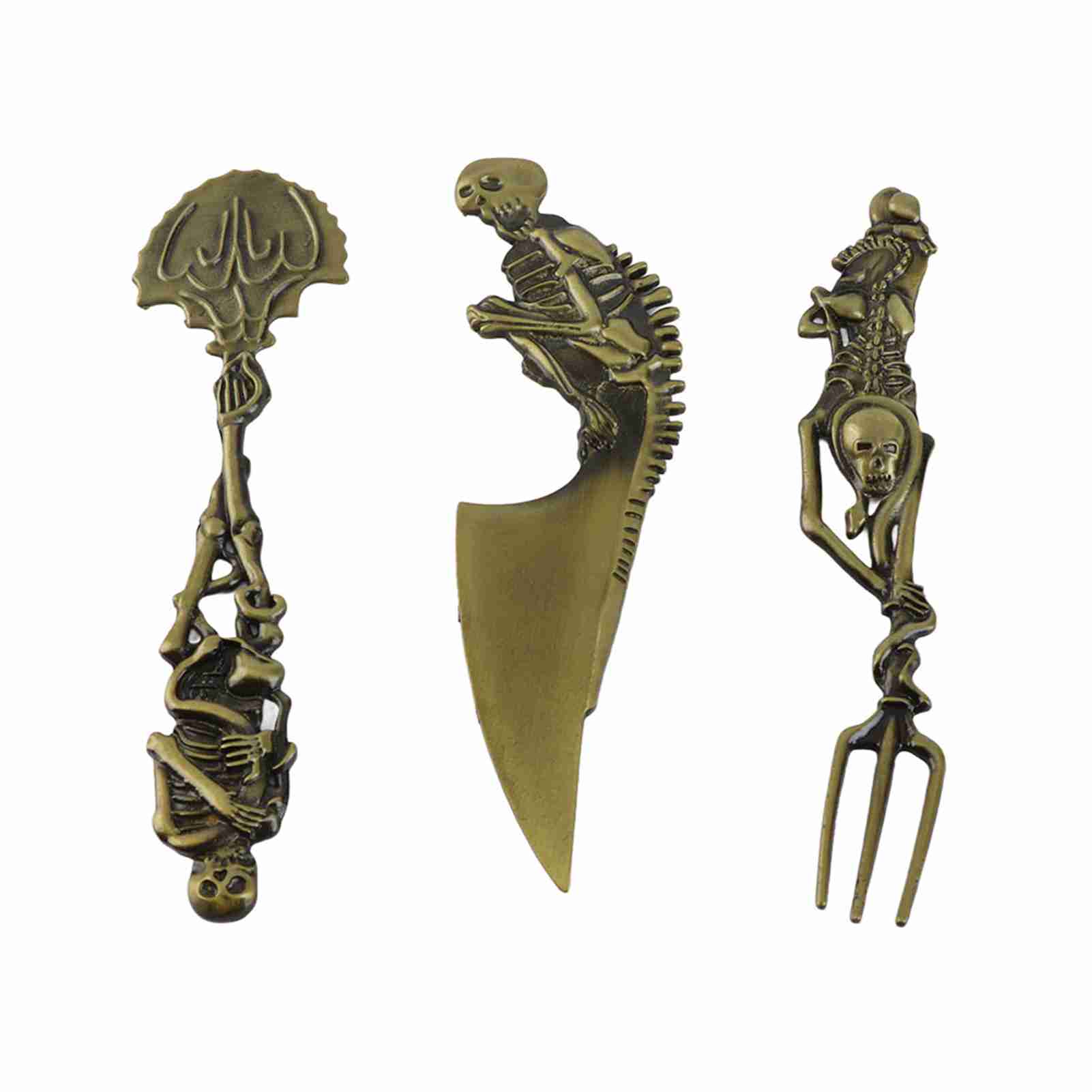 Halloween Skeleton Tableware Cutlery Set Metal Fork Spoon Cutter Flatware Tableware Set Home Party