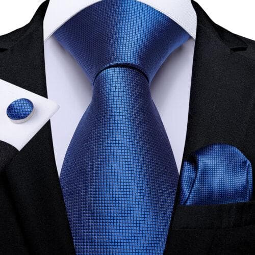 198 Colors Mens Silk Tie Black Blue Red Necktie Hanky Cufflinks Wedding 3PCS Set N-0429