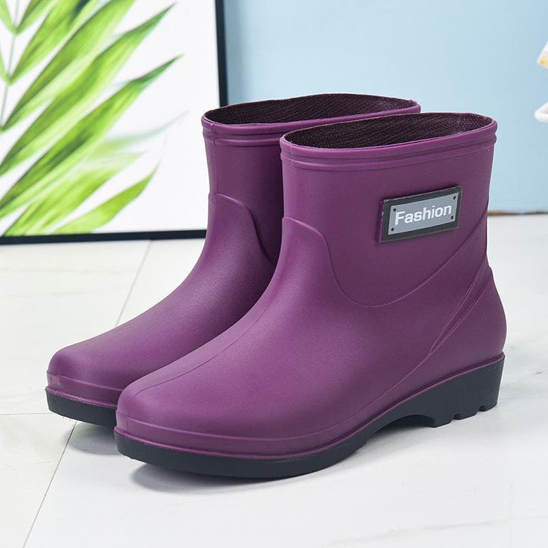 Women's Non-Slip Waterproof Short Rain Boots - Durable Rubber Overshoes for Winter and Kitchen Use 38 purple