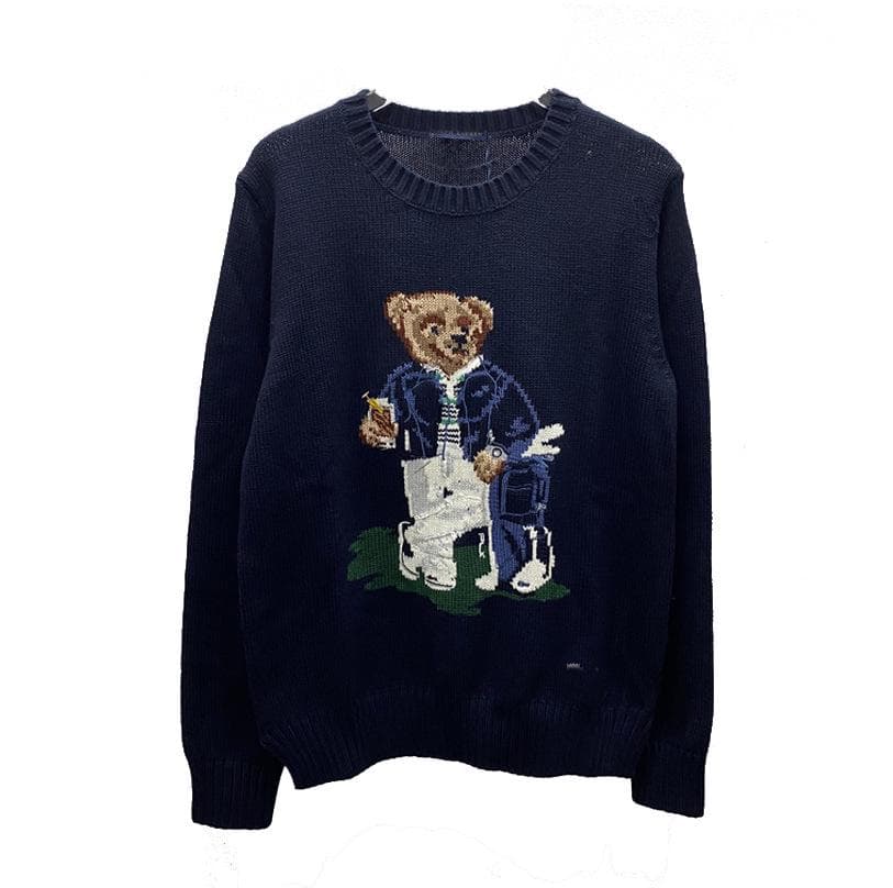Hot-Selling Women’s Wool Blend Jacquard Cartoon Bear Sweater - High-Quality, High Elasticity for Autumn and Winter L