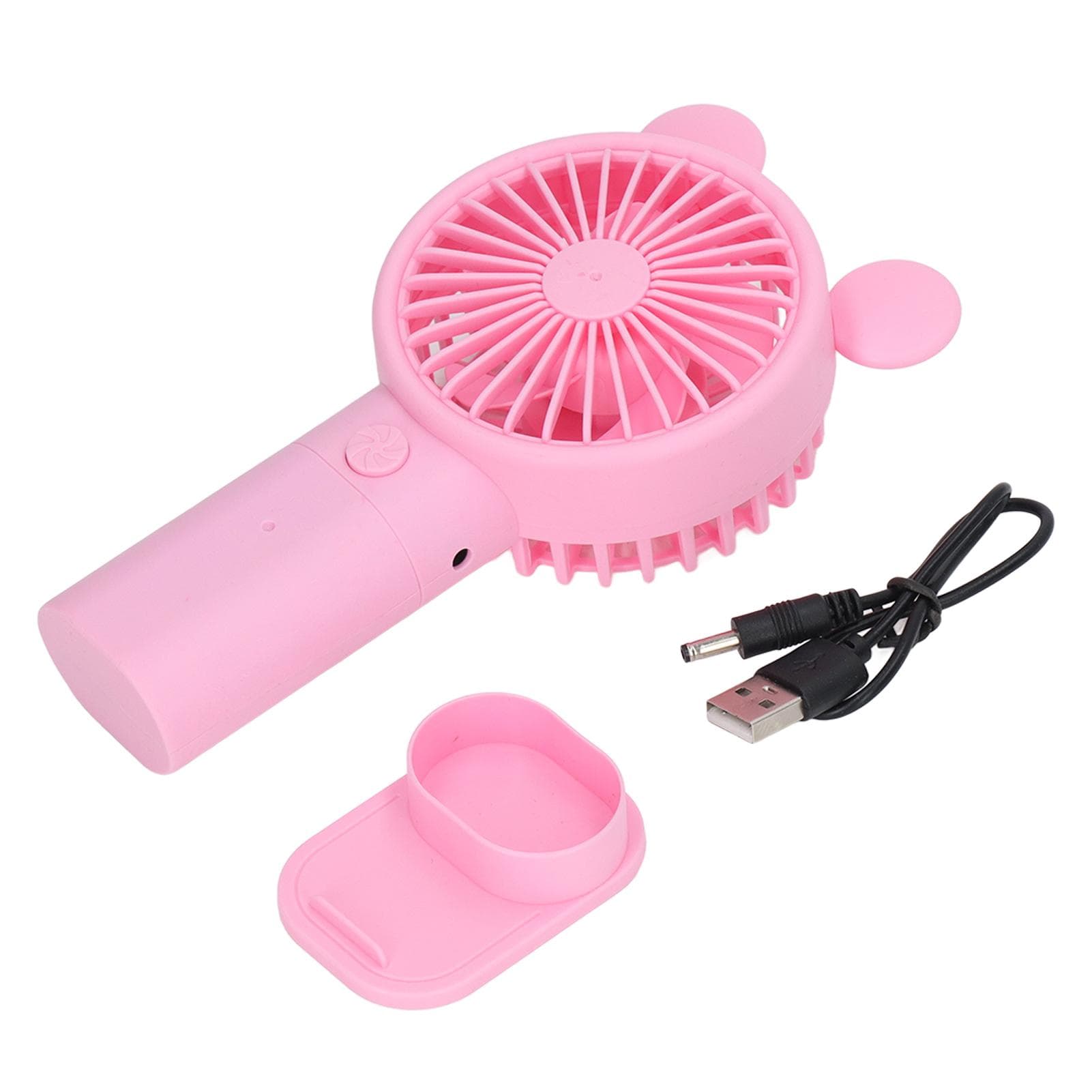 Handheld Fan Plastic USB Battery Dual Drive Built in Lithium Battery Mini Desk Fan for Summer Pink pink