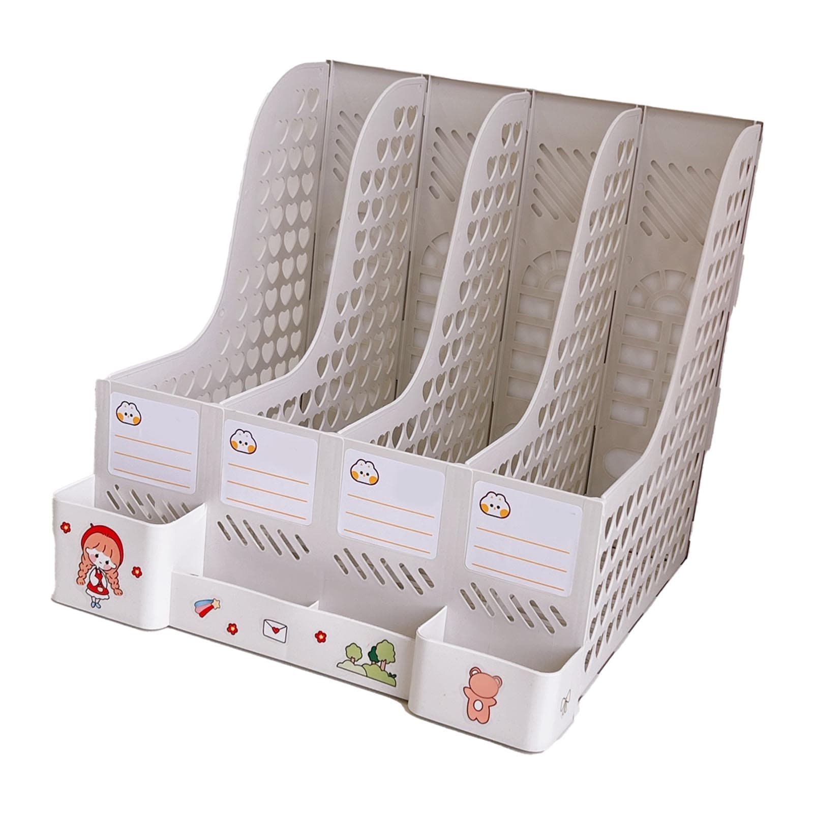 Desk File Organizer Multiple Compartments Strong Plastic Large Capacity Detachable Large Capacity grey white