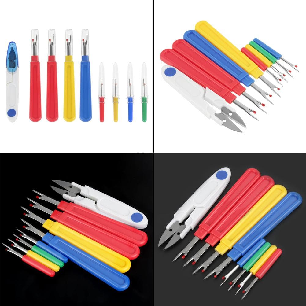 9 in 1 Thread Cutter Seam Ripper Plastic Handle Stitch Sewing Unpicking Tool Craft