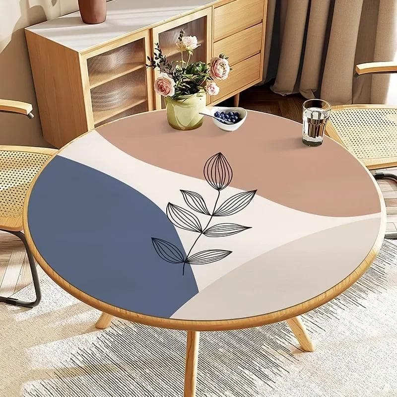Round Waterproof Tablecloth Pvc Oil-proof Anti-scalding Dining Table Mat Japanese Minimalist Style Home Decoration Tablecloths Diameter 100cm